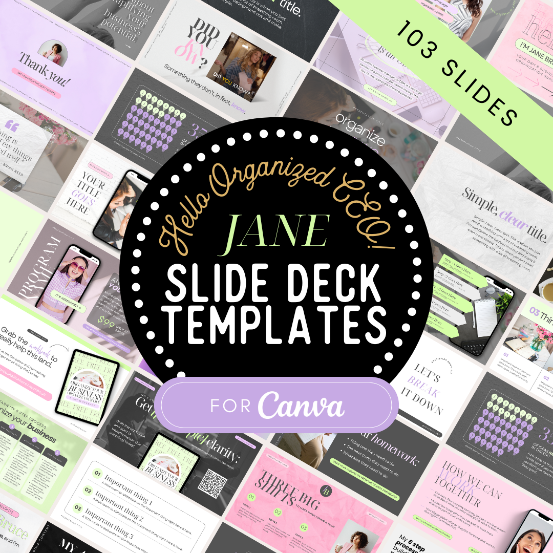 The "Jane" Hello Organized CEO Slide Deck Template