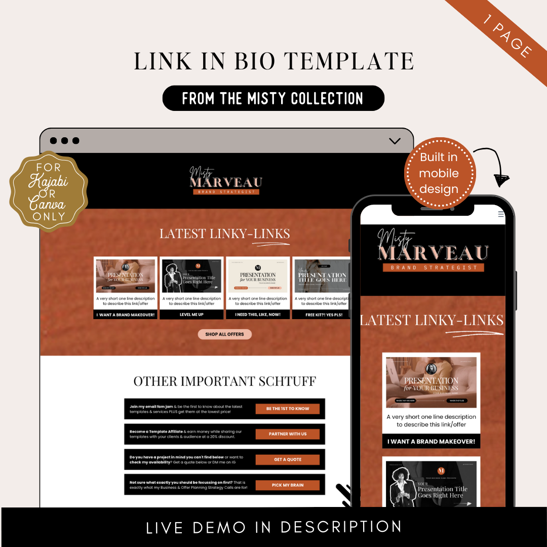 The "Misty" Link In Bio Canva + Kajabi Template Kit