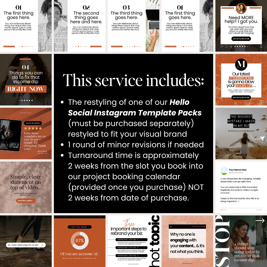 Hello, Custom! Instagram Template Restyle Add-On Service