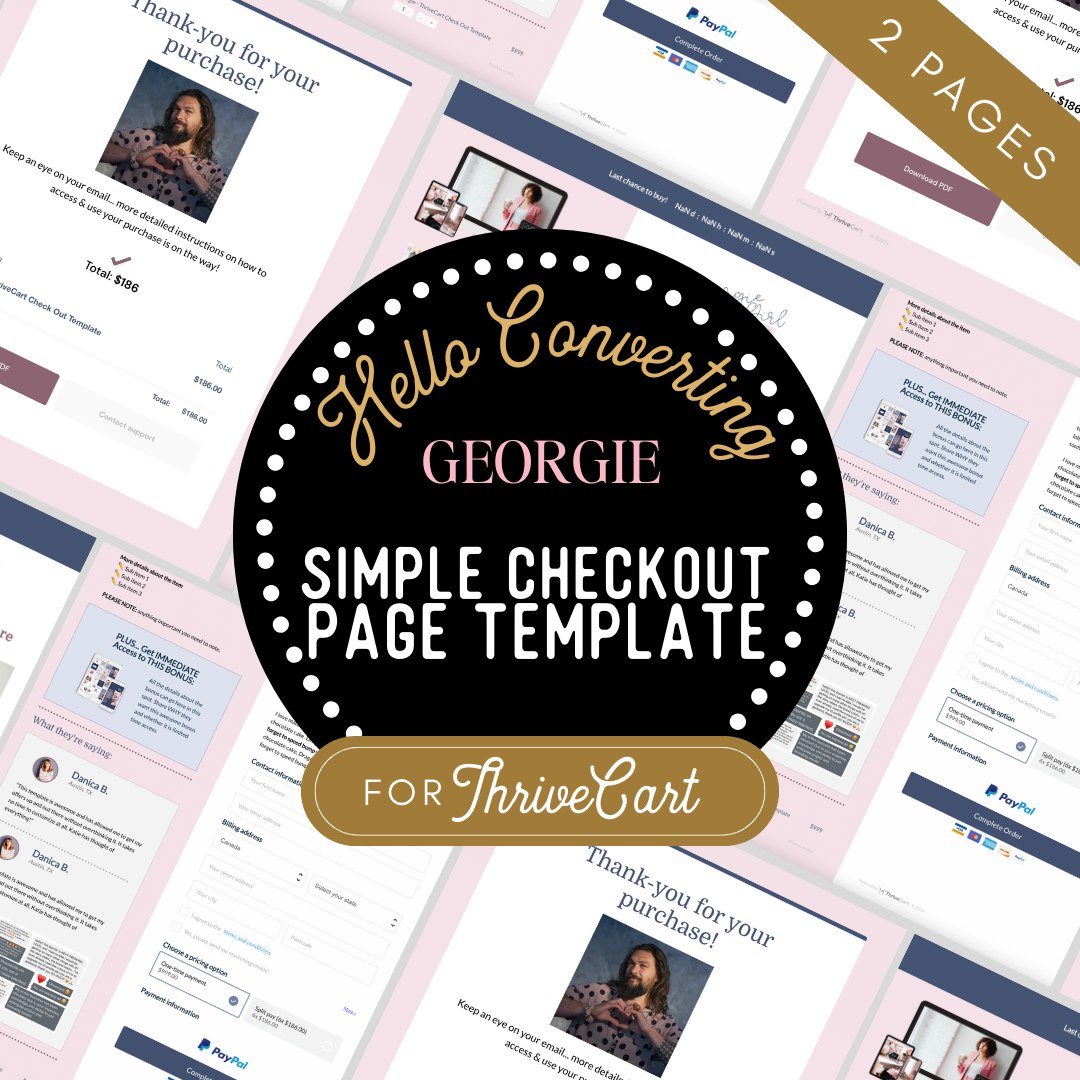Hello Converting Georgie Simple Checkout Page Template for ThriveCart