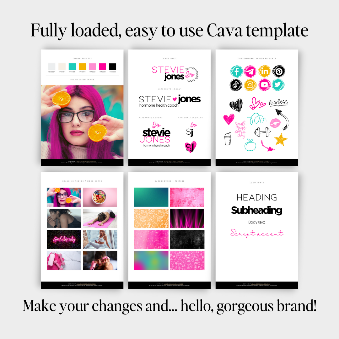 Fully loaded, easy to use Canva template. Make your changes and... hello, gorgeous brand!