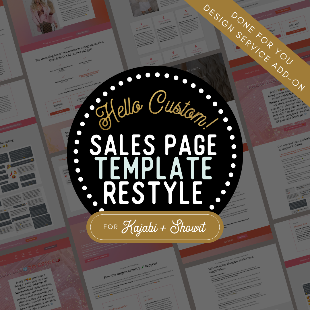 Hello, Custom! Sales Page Template Restyle Add-On Service