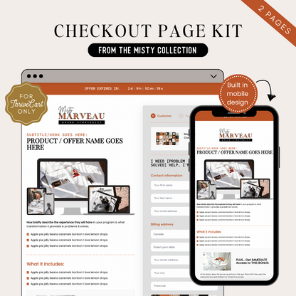 The &quot;Misty&quot; Simple ThriveCart Checkout Page Template Kit