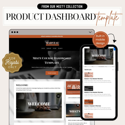 The &quot;Misty&quot; Kajabi Product / Course Dashboard Template