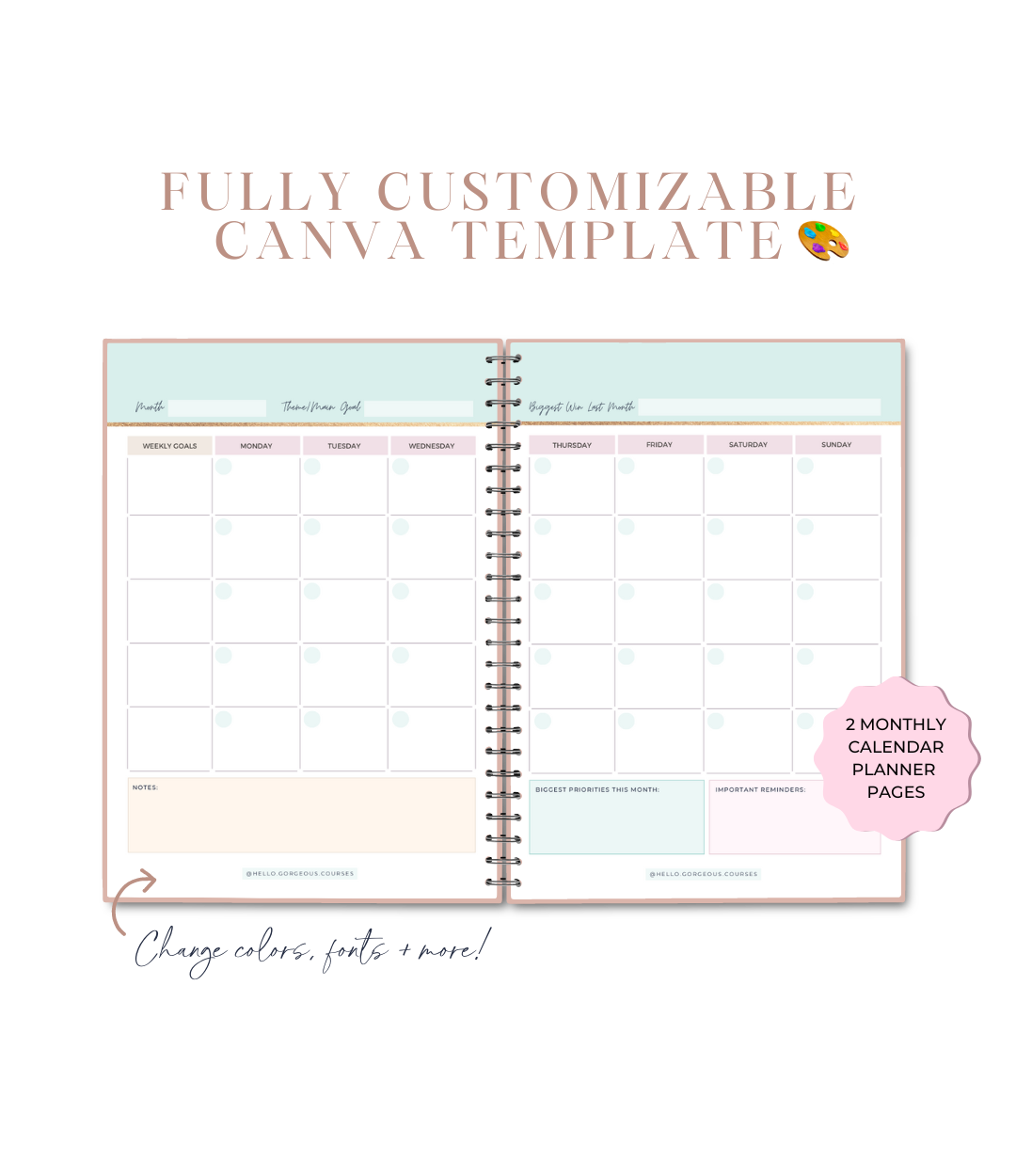 Hello Organized CEO Monthly/Weekly/Daily Planner Template